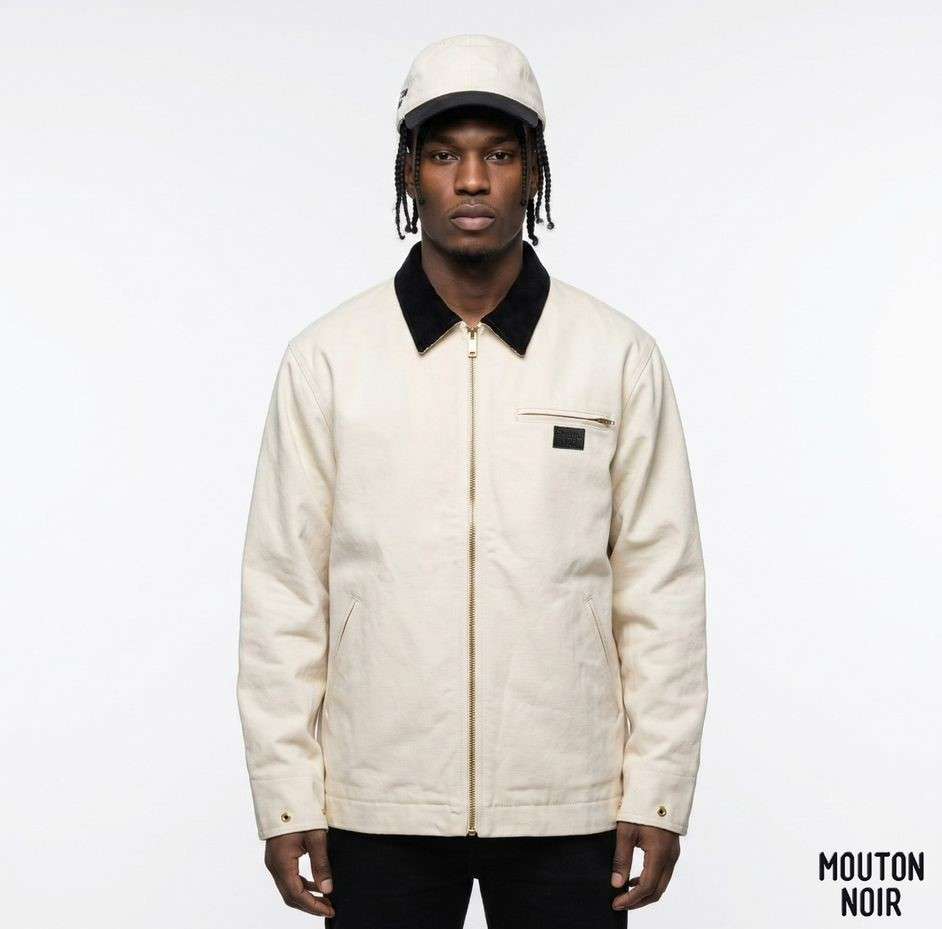 Offwhite colour black collar worker jacket image 0