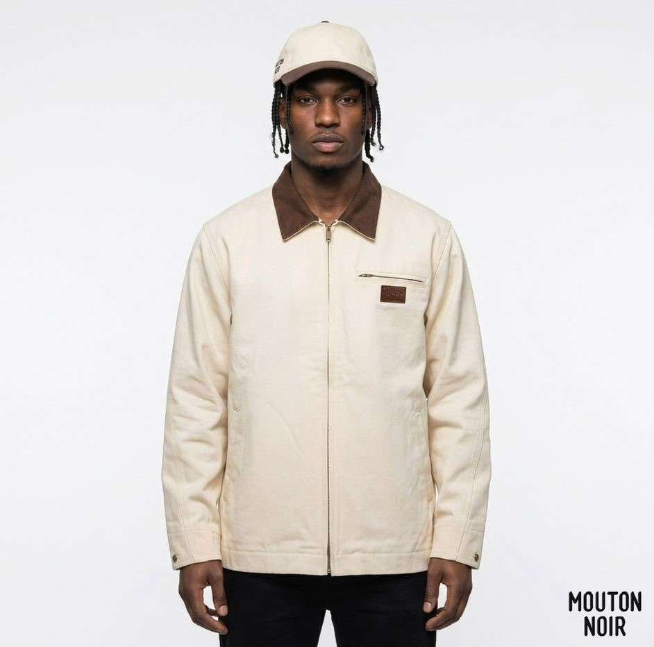 Offwhite colour brown collar jacket image 0